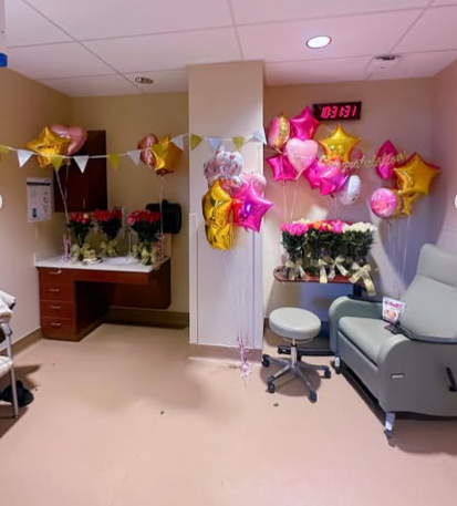 The full view of Chika Ike's hospital room. Picture: Instagram@ChikaIke