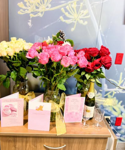 Beautiful flowers and cards gifted to Chika Ike for her baby's arrival. Picture: Instagram@ChikaIke