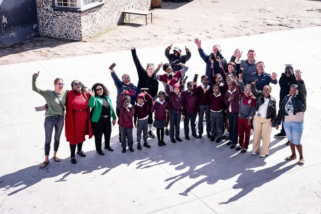 A group photo of 'Joe Slovo Secondary School' learners with Rachel Kolisi and everyone who helped make this vision care initiative possible. Picture: Instagram@RachelKolisi