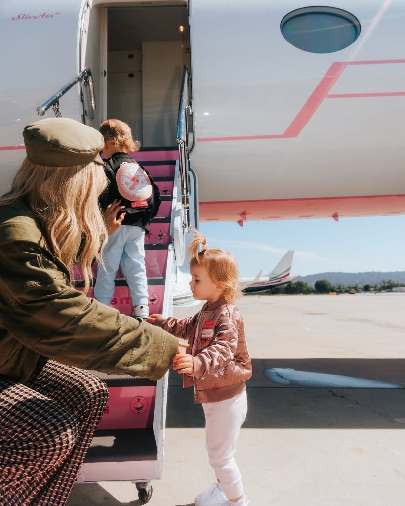 Grand entrance! The trio finally climbed onto their private jet, with little Phoenix leading the way like a true little boss. Picture: Instagram@ParisHilton