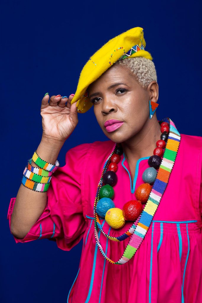 Musician and Actress Candy Tsamandebele shining bright in her stunning cultural attire. Picture: Supplied