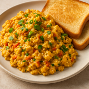 Homemade Amasi chakalaka scramble
