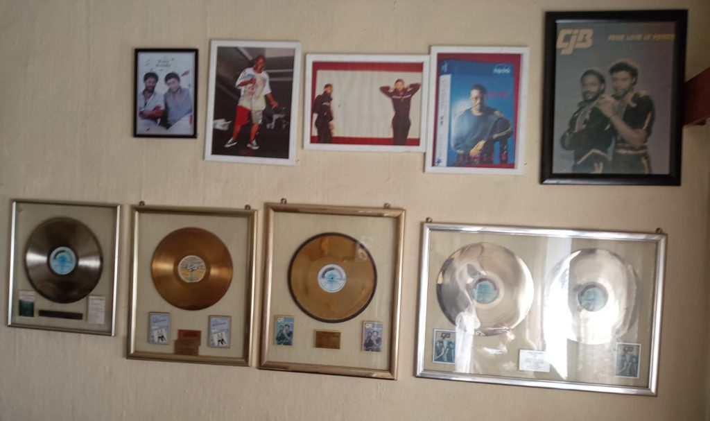 Legendary musician Neo 'The Boss' Maphaka takes us down memory lane, proudly showing his gold and platinum records which serve as timeless reminders of his chart—topping success with 'CJB' and his solo career. Picture: Supplied