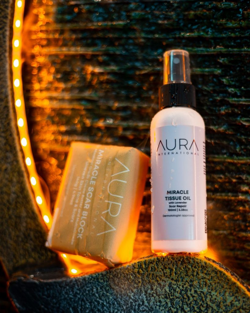 Reveal smoother, healthier skin with the powerful pairing of Aura International’s Miracle Scar Block and Miracle Tissue Oil — designed to fade scars, nourish, and restore. Picture: Supplied