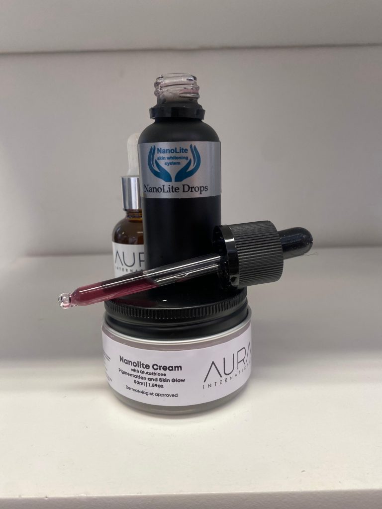 Enhance your glow from inside and out with the Nanolite Glutathione Skin Brightening Drops, paired with the Nanolite Cream with Glutathione for Pigmentation and Skin Radiance. Picture: Supplied