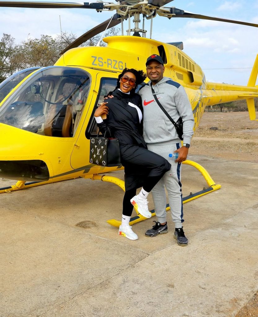 Chopper parked, pose locked! Itumeleng Khune and Sphelele Makhunga giving luxury love in Zimbabwe. Picture: Instagram@ItumelengKhune