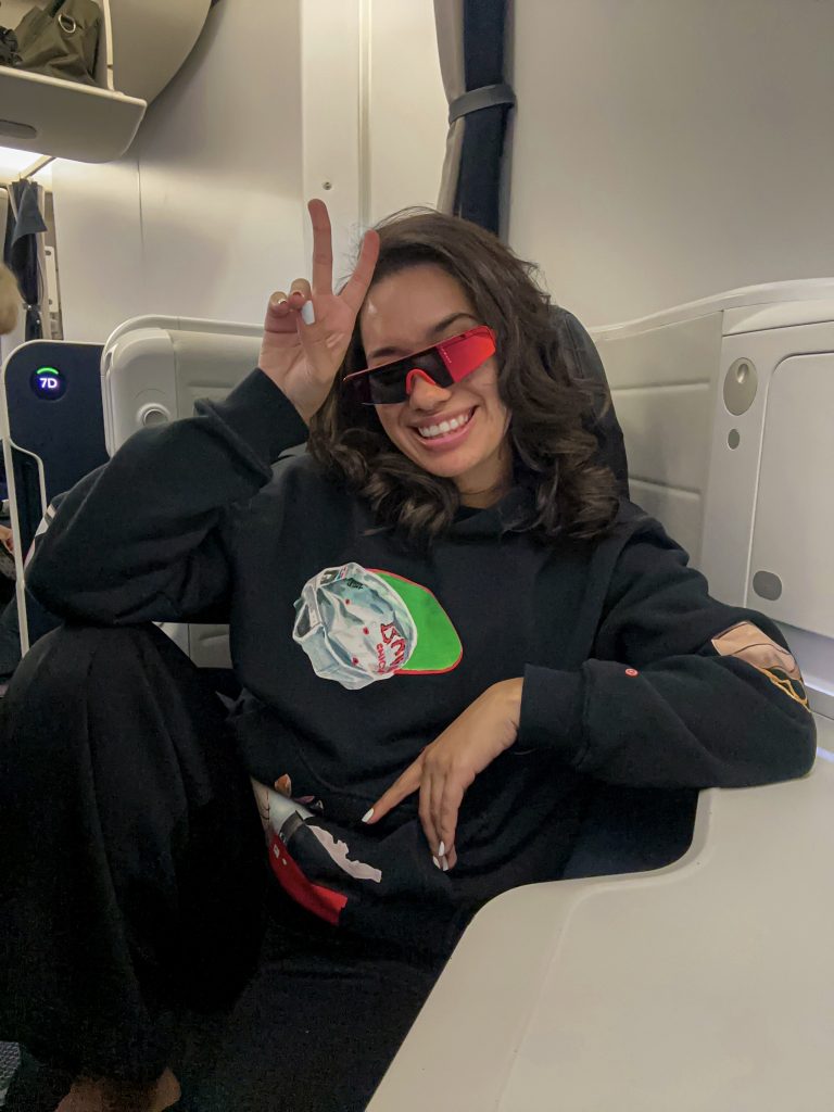 South African media personality Kim Jayde in the Air France flight. Picture: Supplied