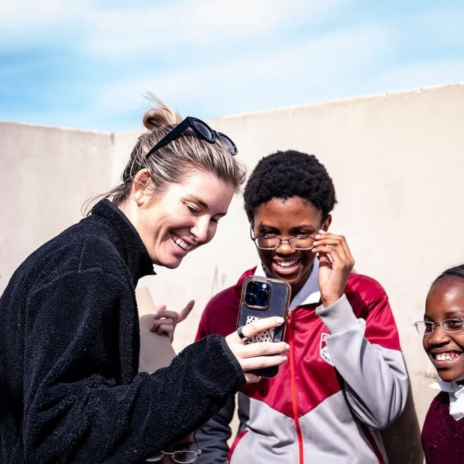 Rachel Kolisi and the Joe Slovo Secondary School childen