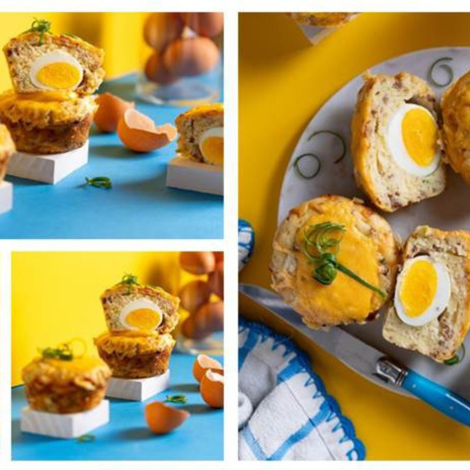 Savoury breakfast muffins with whole eggs