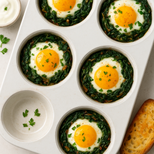 Smoked paprika & spinach egg nests