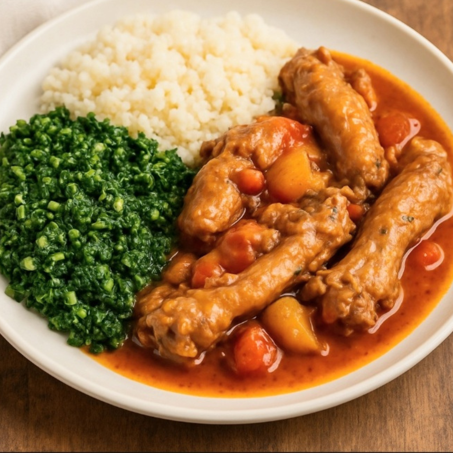 Homemade Umfino and chicken neck stew