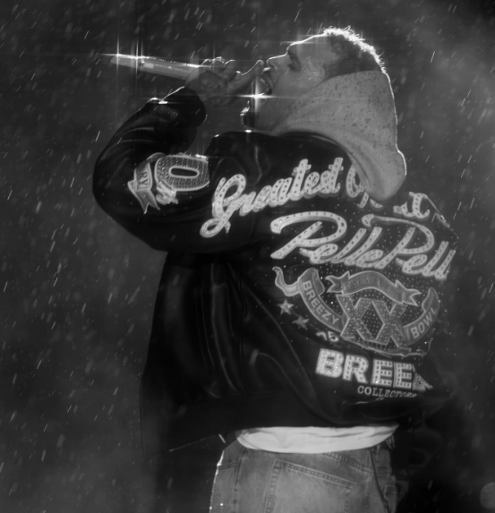 Singing in the rain, Breezy poured his heart out on stage. Picture: Instagram@ChrisBrown
