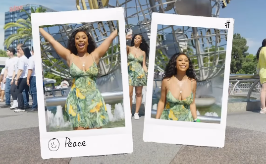 Minnie is beaming with happiness as she is loving every second of her time at Universal Studios. Picture: Instagram@MinnieDlamini