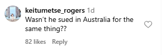 A comment shared by a social media user.