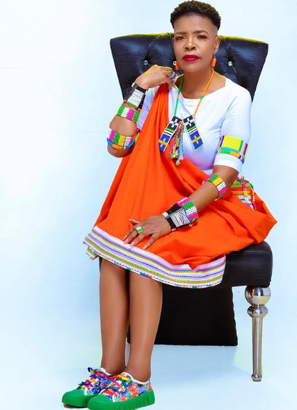 Deeply connected to her culture and language, Candy Tsamandebele proudly embraces her heritage in a stunning traditional outfit. Picture: Instagram@CandyTsamandebele