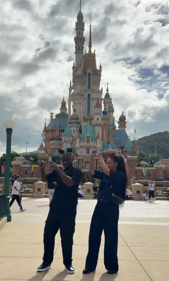 The lovebirds making memories together in Disneyland. Picture: Instagram@Liesllaurie