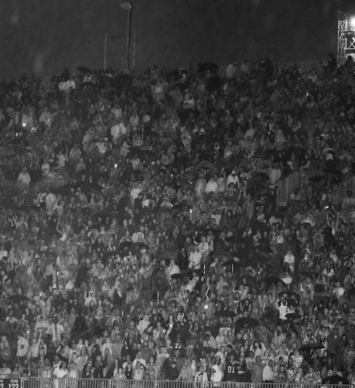 Just look at that crowd! 55,000 fans packed Toronto’s stadium, dancing through the downpour. Picture: Instagram@ChrisBrown