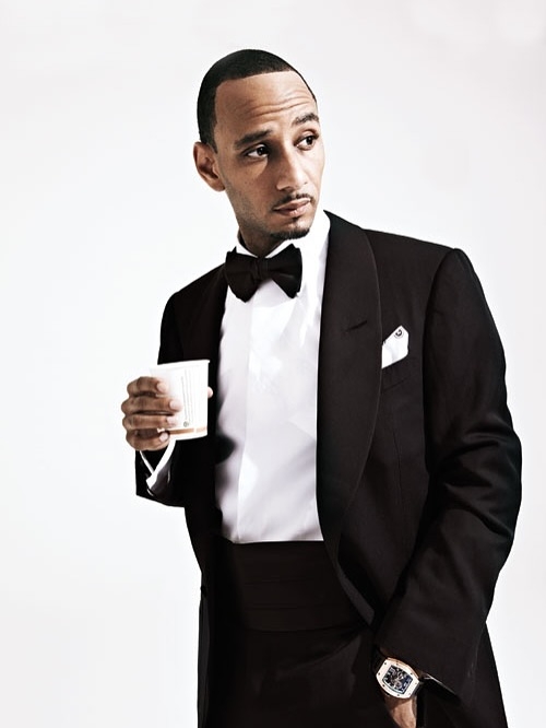 Alicia Keys' soulmate Swizz Beats looking dapper in black and white with a bowtie to match. Picture: Instagram@AliciaKeys 