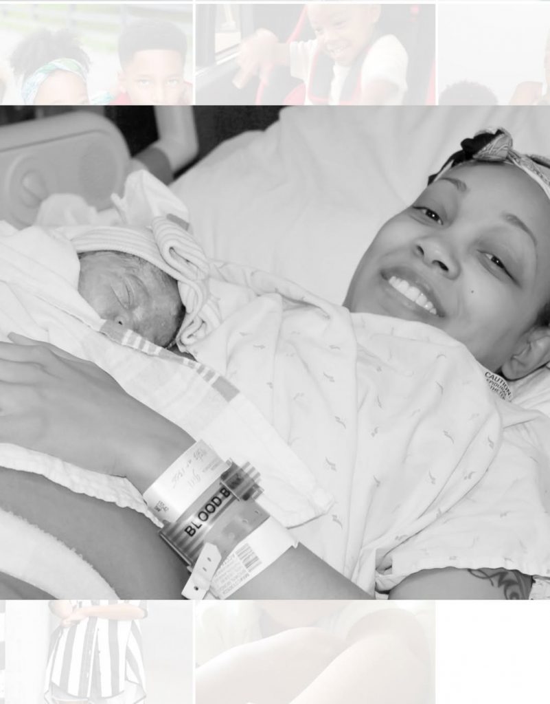 Monica shared a touching photo from the hospital, capturing the first time she held baby Laiyah in her arms. Picture: Instagram@Monicadenise