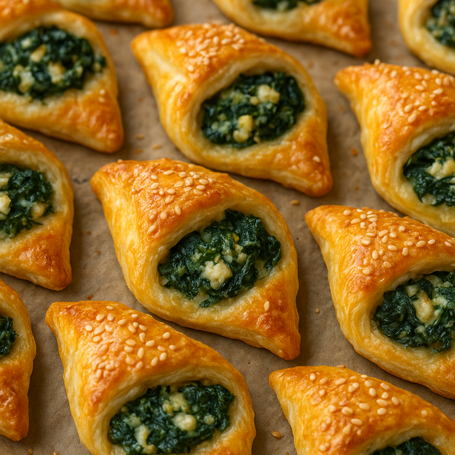 Freshly baked Spinach and cheese cocktails
