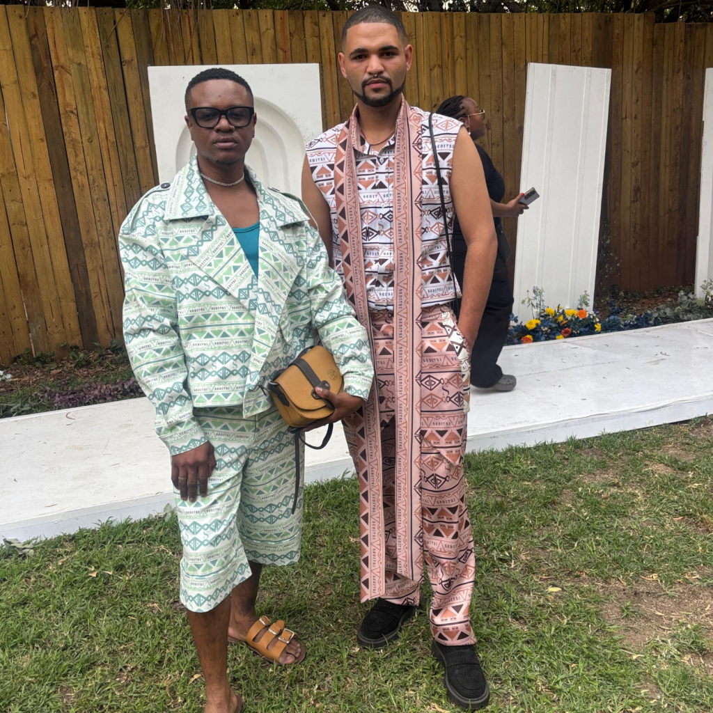 Romley and Aldon turning heads in style as they step out in the latest Seditsi Collection menswear. Picture: Supplied