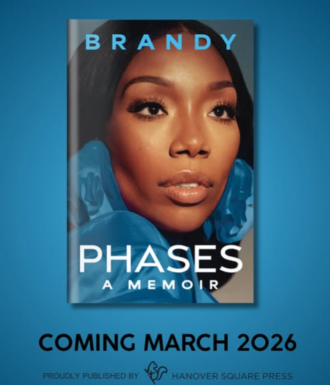 Cover reveal of Brandy’s upcoming memoir 'PHASES', arriving 31 March, 2026. Picture: Instagram@Brandy
