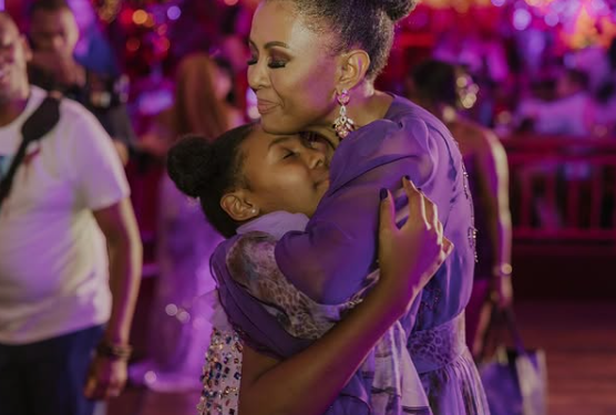 Basetsana wrapping her arms around Bontle in a tender mommy-daughter moment. Picture: Instagram@BasetsanaKumalo