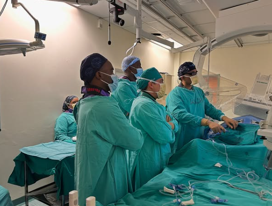 The 'now' Dr Musa Mthombeni in theatre, joining fellow medical professionals as they explored the intricacies of Arteriovenous Malformations. Picture: Instagram@DrMusaMthombeni