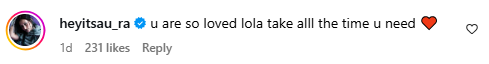Comment from social media user. Picture: Instagram@LolaYoung