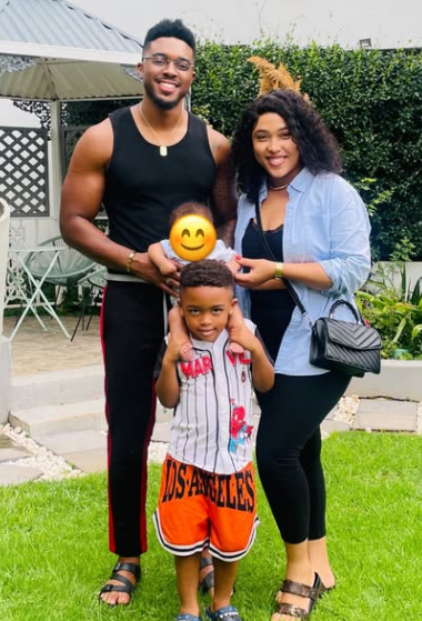 The power couple enjoying a peaceful family moment with their two little ones. Picture: Instagram@TinoChinyani