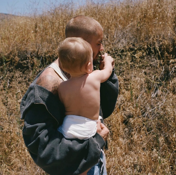 Dad duties in action: Justin Bieber shares a sweet moment with little Jack Blue. Picture: Instagram@JustinBieber