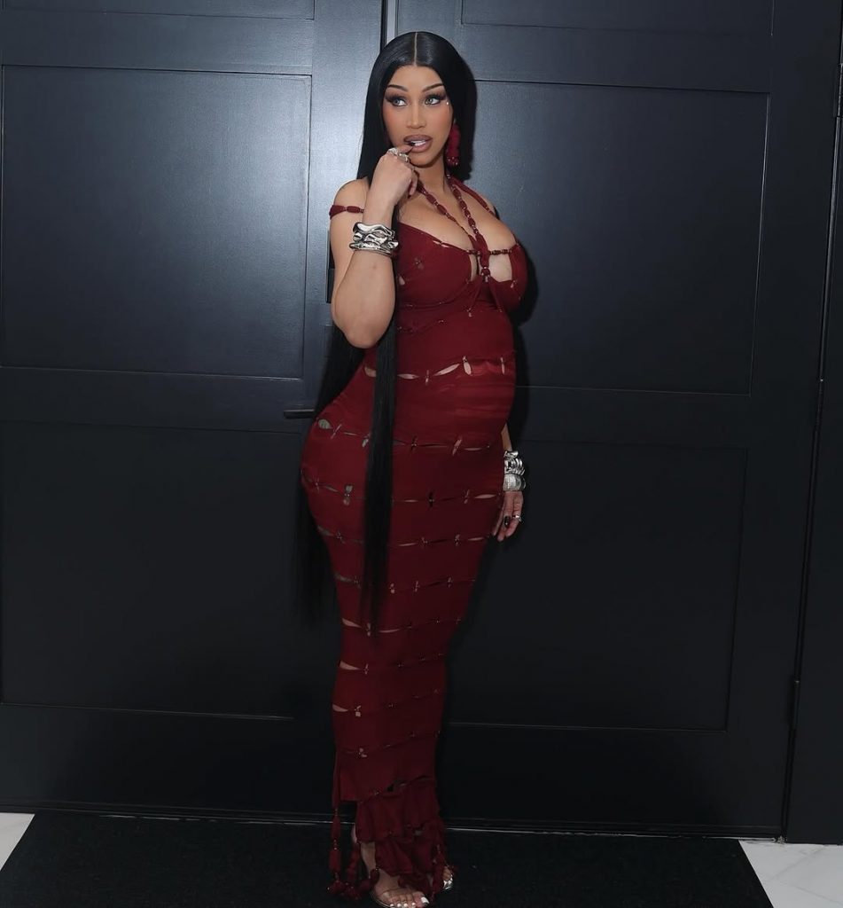 Birthday queen Cardi B turning up the heat in a gorgeous maroon dress, givinglooks and confidence like only she can. Picture: Instagram@CardiB