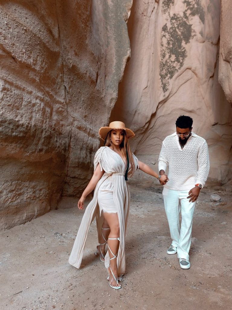 The power couple soaking up the good life on one of their glam getaways. Picture: Instagram@MrsManche