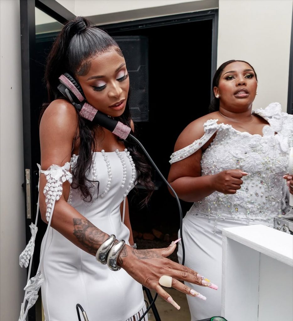 La Conco stood beside DJ Zinhle, who was in her element behind the decks. Picture: Instagram@LaConco