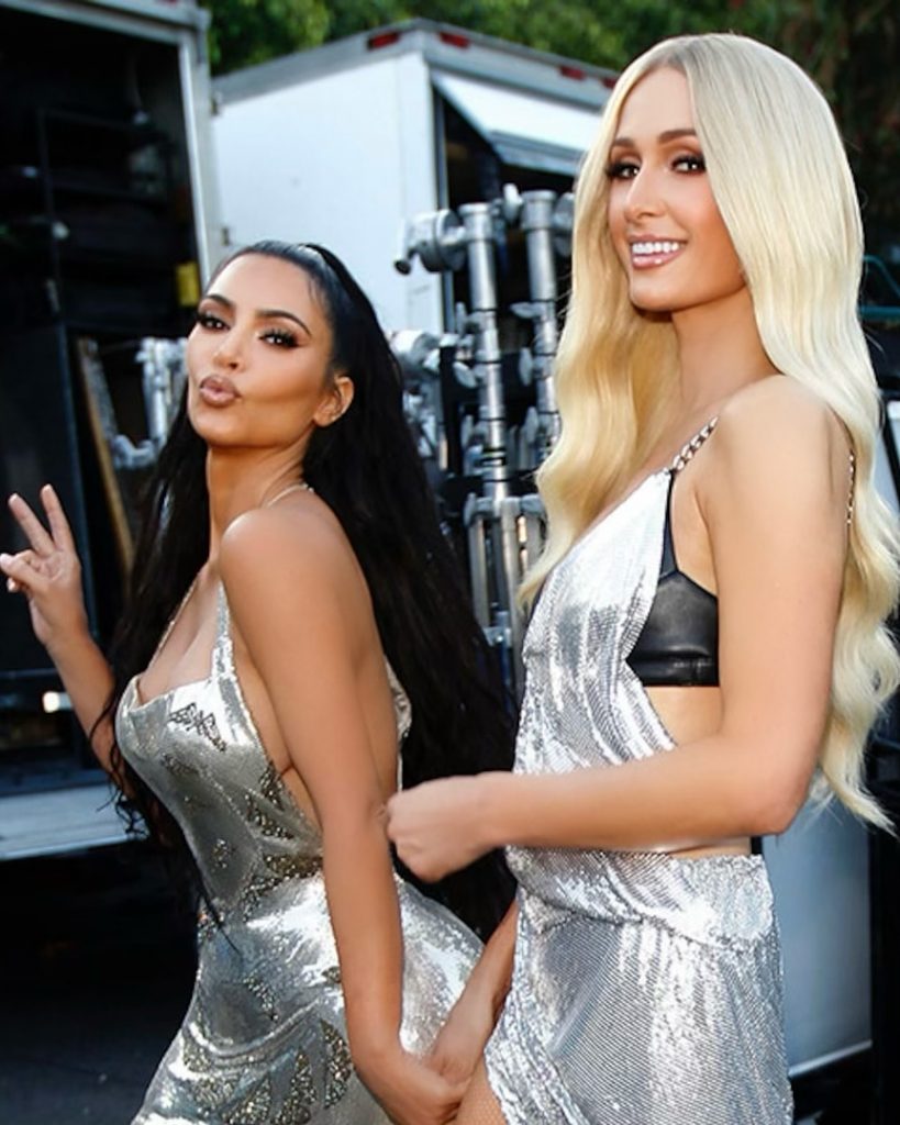 The duo shining bright in their silver short dresses. Picture: Instagram@ParisHilton