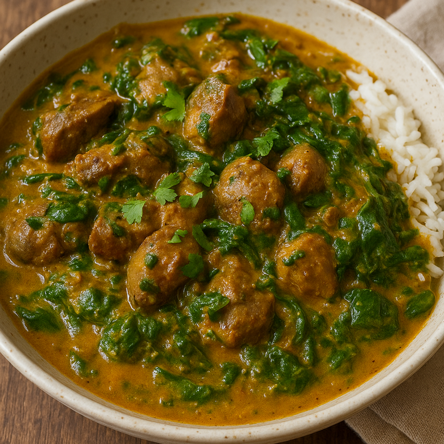 Beef Stew and spinach curry