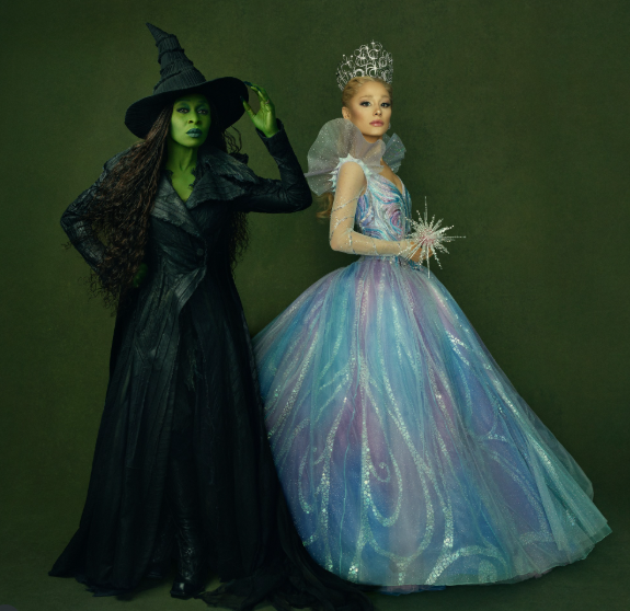 Ariana Grande and Cynthia Erivo strike a fierce pose in full costume, embodying their characters Glinda and Elphaba with powerful presence and undeniable chemistry. Picture: Instagram@WickedMovie