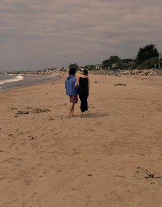 Selena and Benny Blanco strolling hand-in-hand along the beach, soaking in the moment and their love. Picture: Instagram@SelenaGomez
