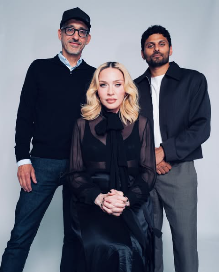 Peaceful energy and spiritual connection captured in this photo of Eitan Yardeni, Madonna, and Jay Shetty. Picture: Instagram@EitanYardeni