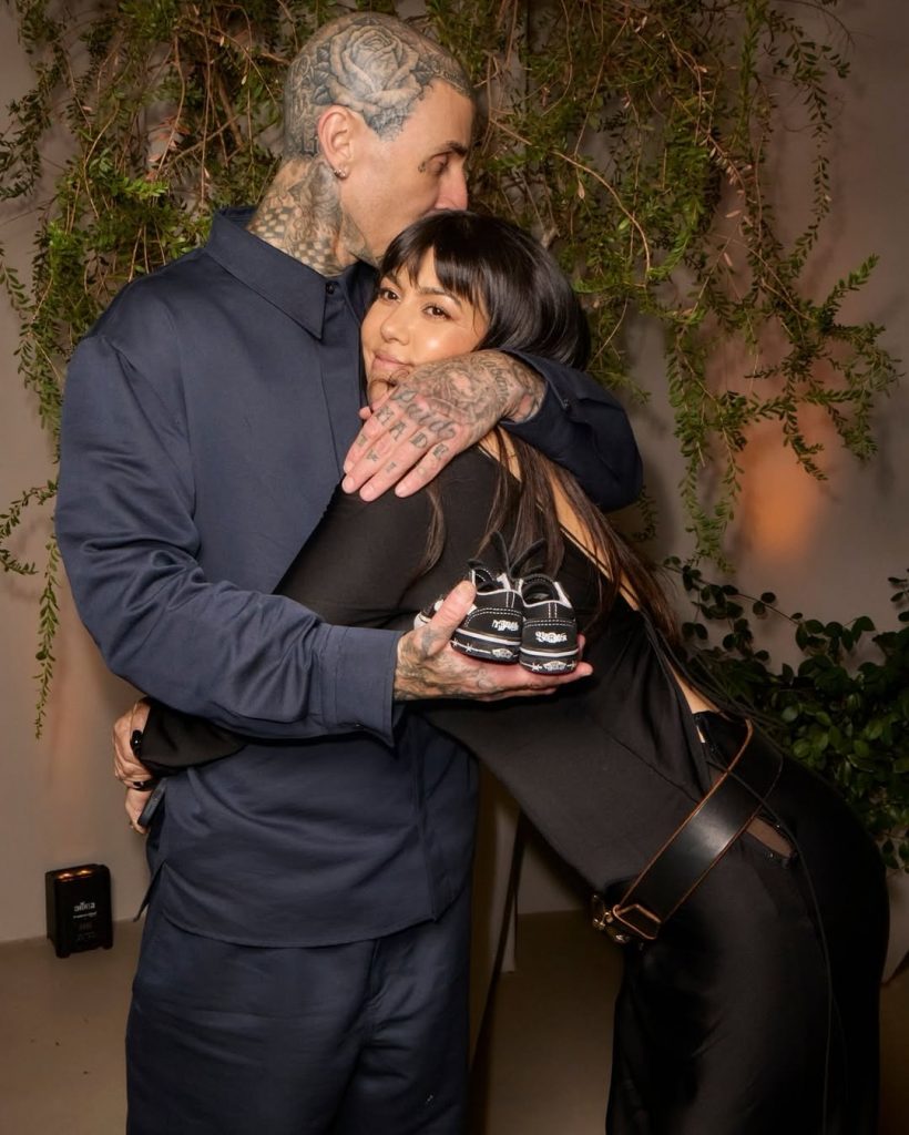 The lovebirds: Travis Barker and Kourtney Kardashian sharing a sweet embrace, completely lost in love. Picture: Instagram@KourtneyKardashian