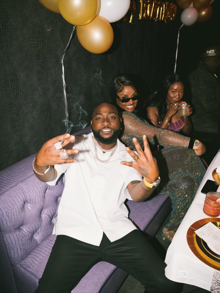 Birthday bliss! Davido and Chef Chioma share smiles and laughter with festive balloons in the backdrop. Picture: Instagram@ChefChi