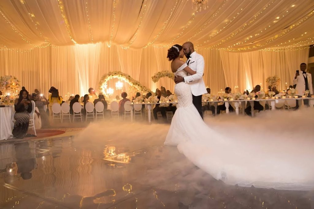 A photo capturing Banky Wellington and Adesua enjoying a dance together on their wedding day. Picture: Instagram@BankyWellington
