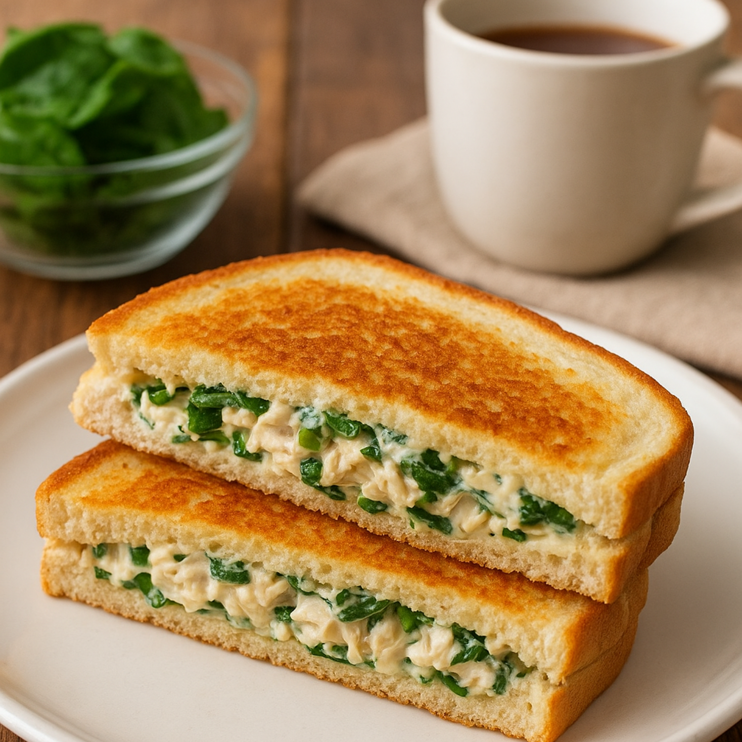 Creamy Chicken & Spinach Toast Pockets