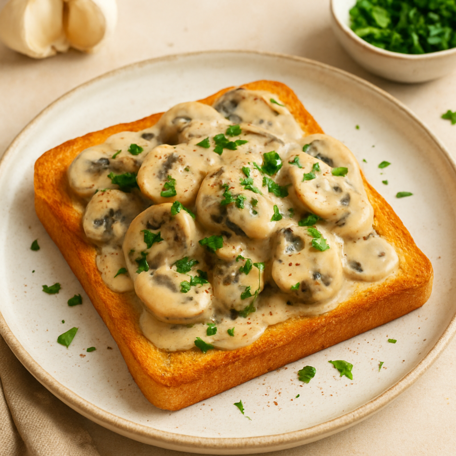 Creamy Garlic Mushroom Toast