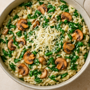 Today’s Tasty Pick: One-pan creamy spinach & mushroom rice