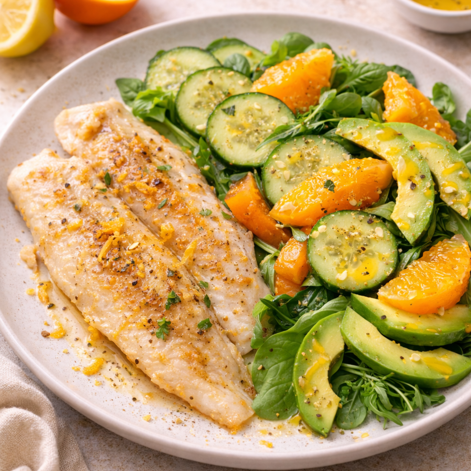 Boxing Day Citrus Fish and Fresh Crunch Plate