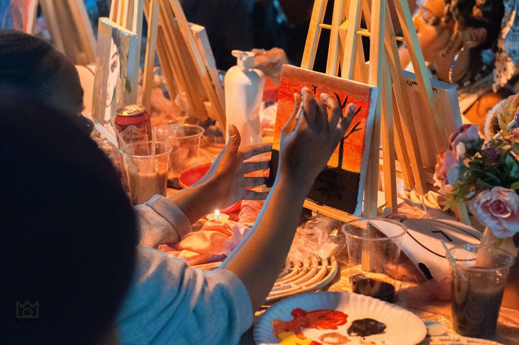 Attendees painting their own masterpieces while sipping and socialising. Picture: Supplied