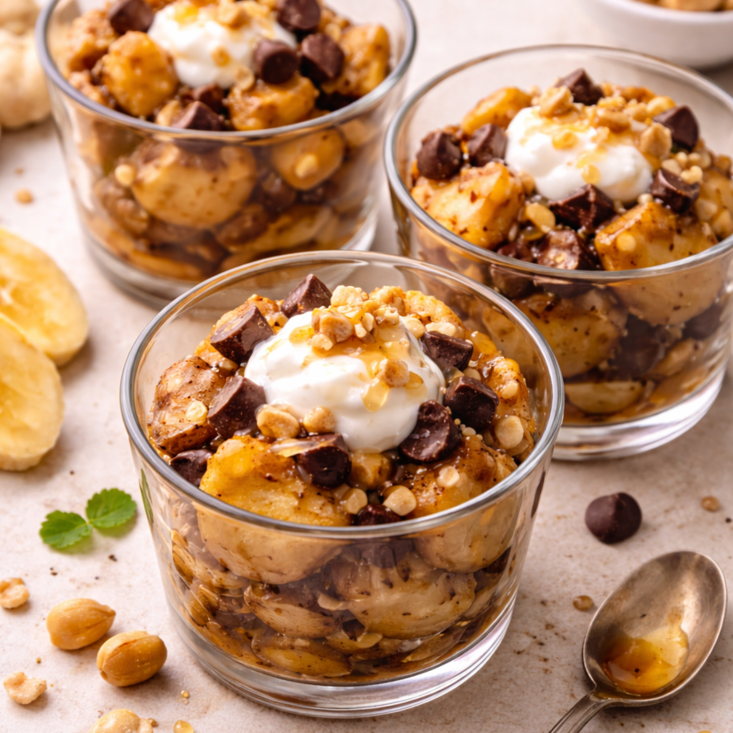Honey-Roasted Banana & Peanut Crunch Cups