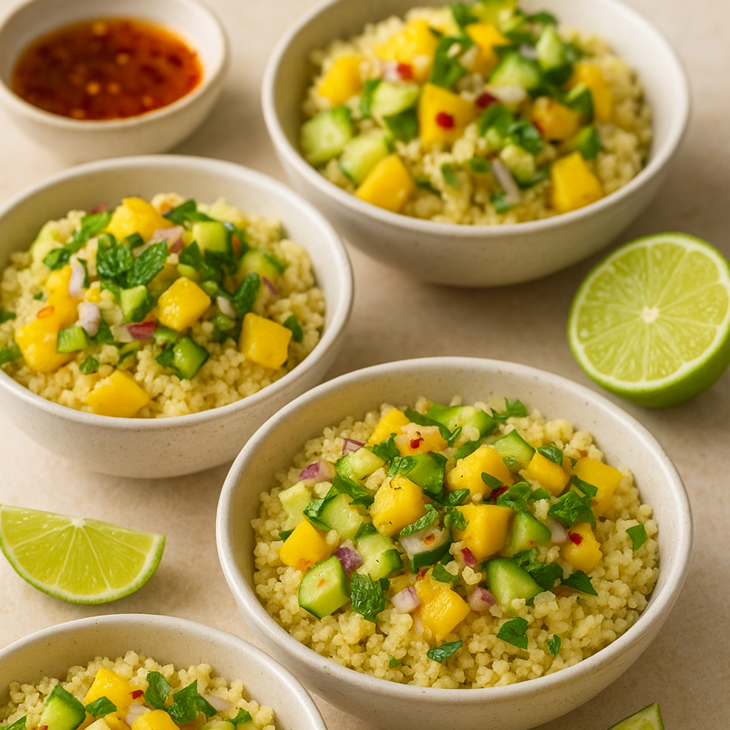 Mango–Mint Couscous Bowls with Chilli-Lime Drizzle