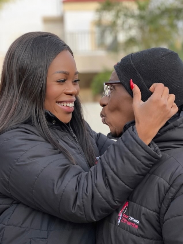A moving snapshot of Lusanda Mbane with her late mother Annette Lulama Sangoni, smiling together while Lusanda cupped her mother’s face, both in matching black jackets. Picture: Instagram@LusandaMbane